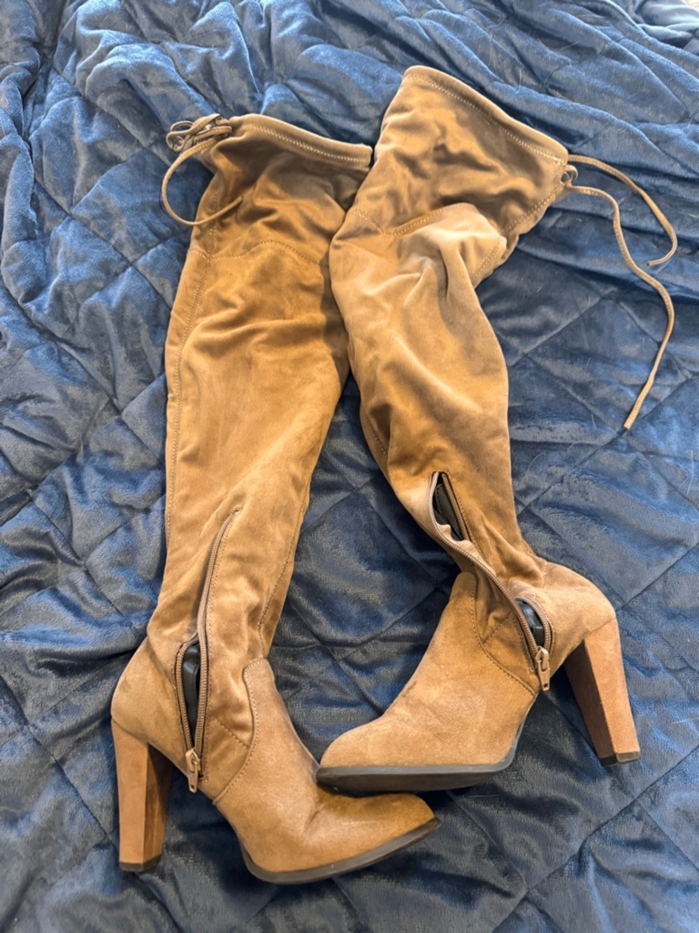 Target Women's Camel Over-the-Knee Suede Block Heel Boots - Picture 2 of 4